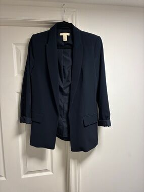 H&M Classic Women's Navy Blazer - Timeless Open Front Jacket